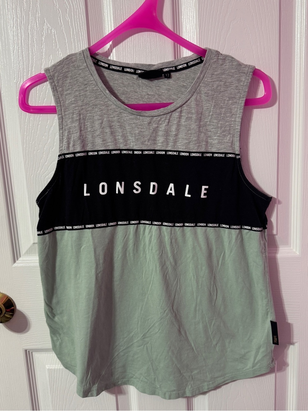 Lonsdale Colorblock Sleeveless Tank Top - Grey/Black/Mint
